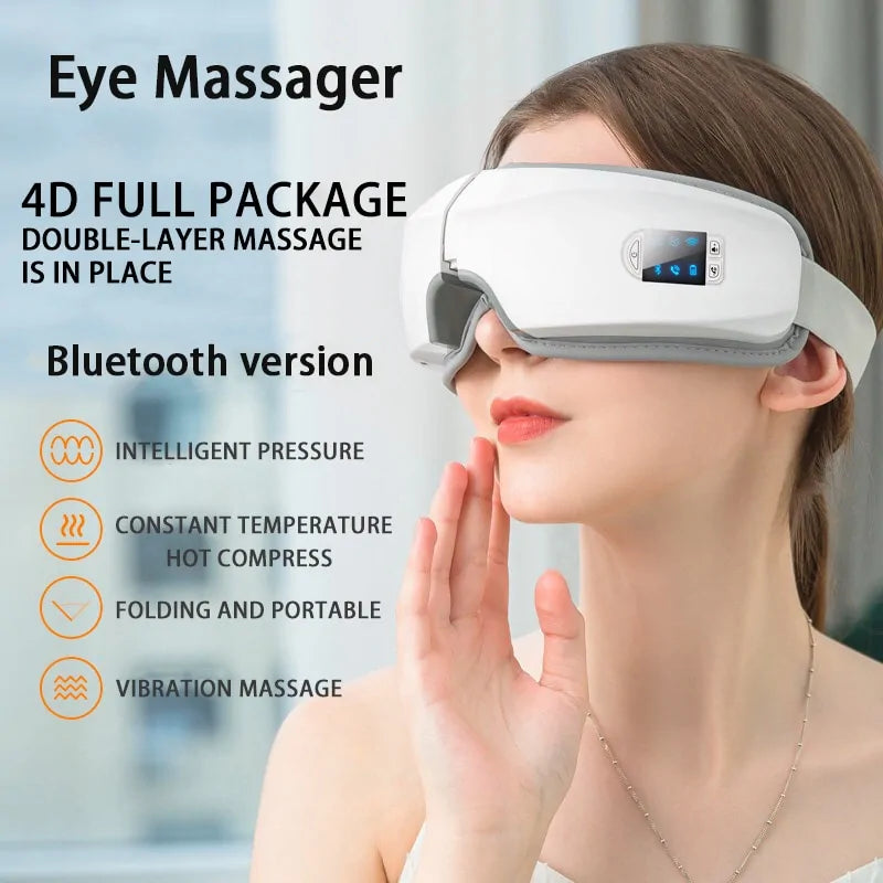 Smart Airbag Vibration Eye Massager with Bluetooth & Heat Therapy